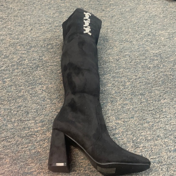 Black suede rhinestone top - Picture 1 of 6